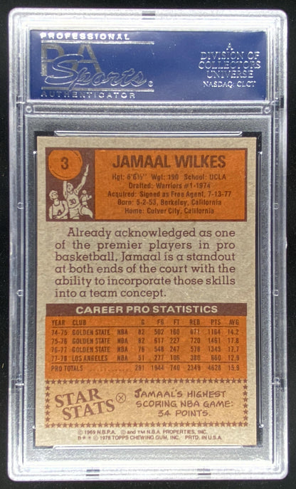 1978 Topps Jamaal Wilkes #3 graded PSA 9 trading card