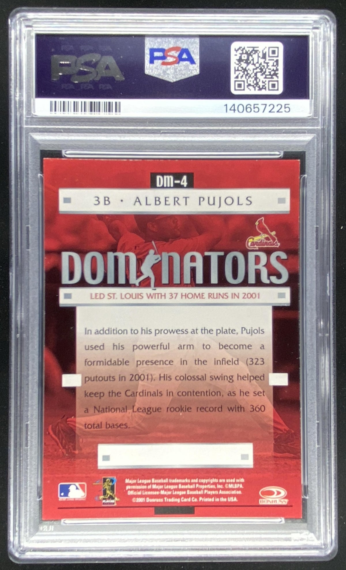 2001 Donruss Class of '01 Albert Pujols #DM-4 graded PSA 9 trading card