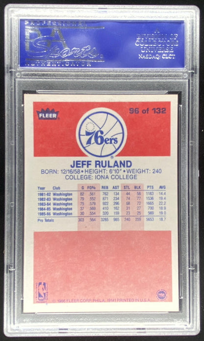 1986 Fleer Jeff Ruland #96 graded PSA 8 trading card