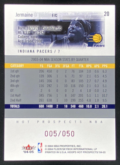 2004 Hoops Hot Prospects Jermaine O'Neal #20 trading card