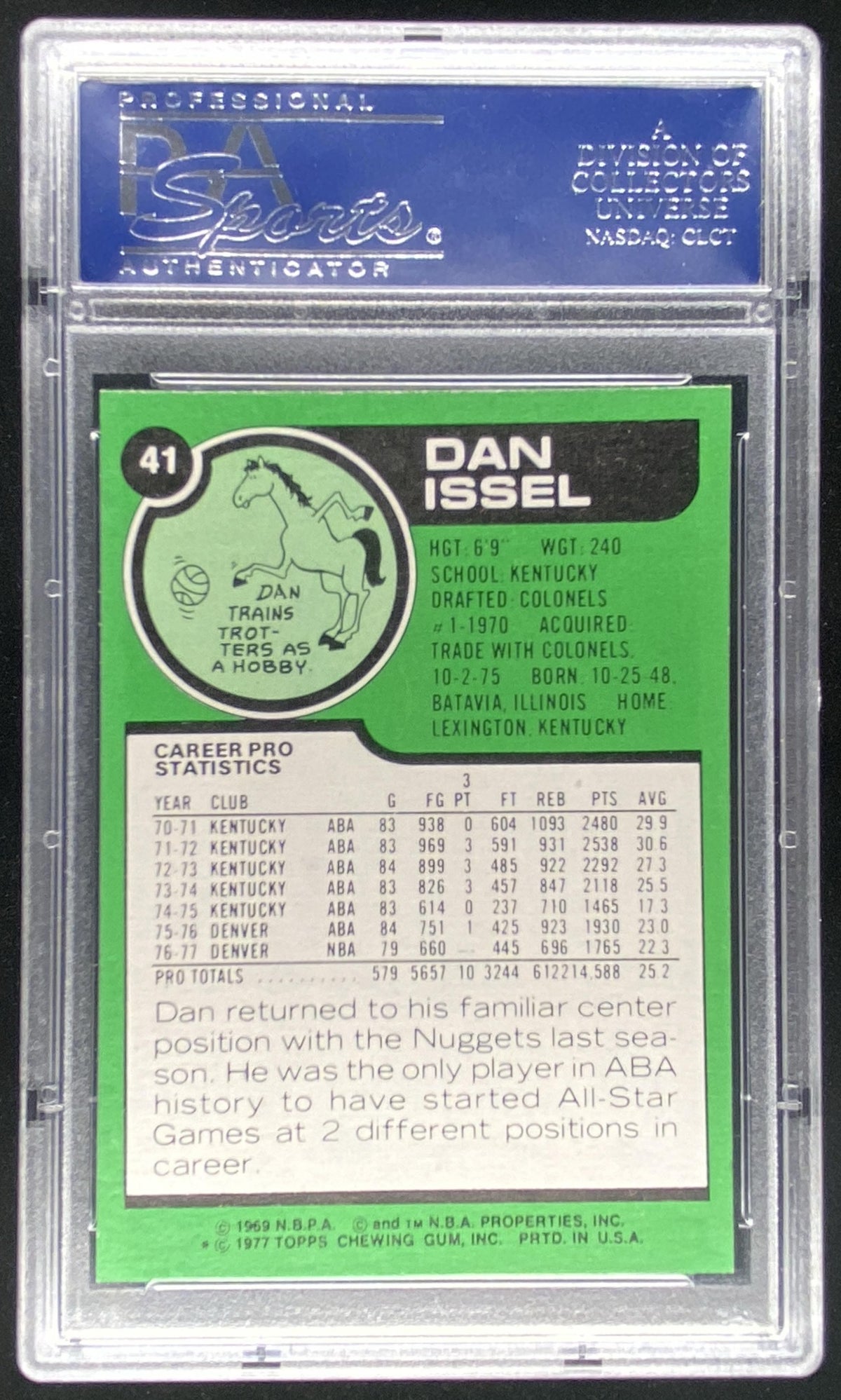 1977 Topps Dan Issel #41 graded PSA 9 trading card
