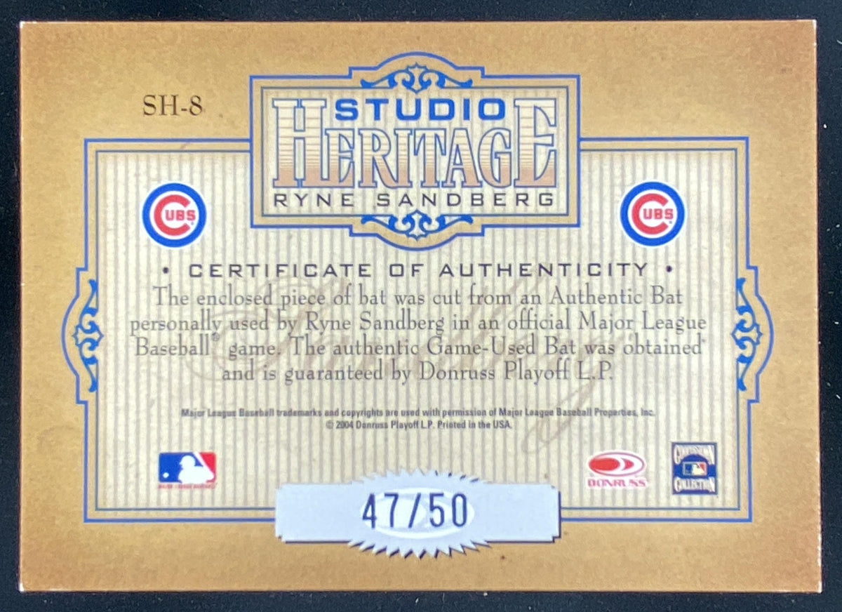 2004 Donruss Studio Ryne Sandberg #SH-8 trading card