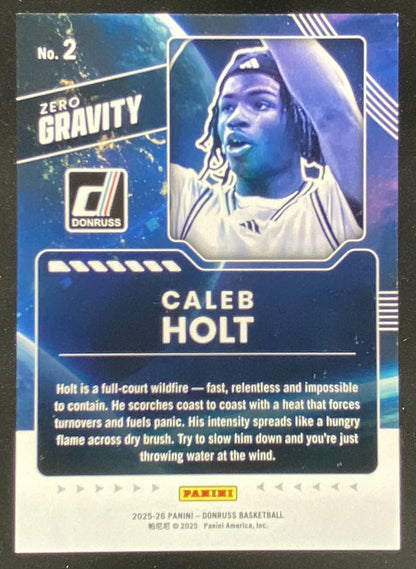2025 Panini Donruss Caleb Holt #2 trading card