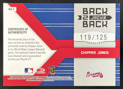 2004 Donruss Elite Back 2 Back Jacks Chipper Jones Bat /125
