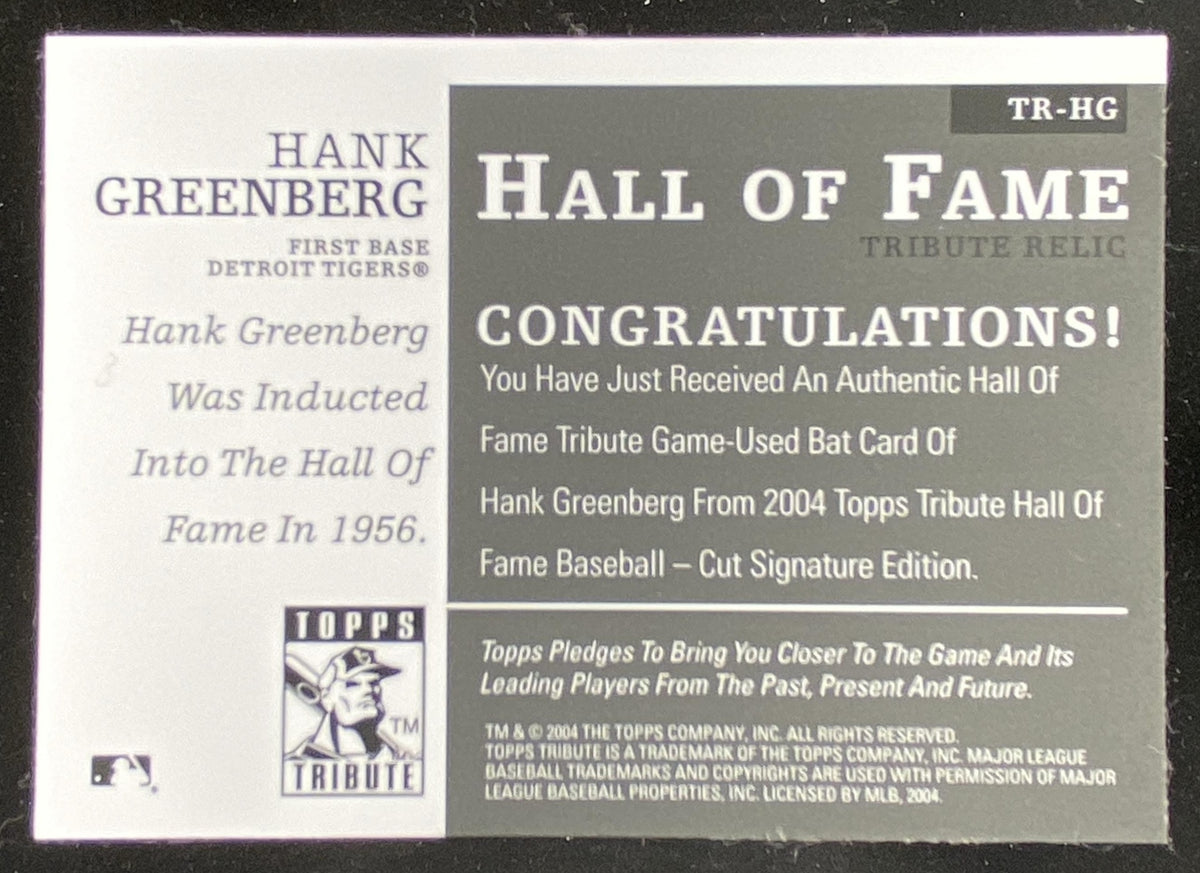 2004 Topps Tribute Hank Greenberg #TR-HG trading card