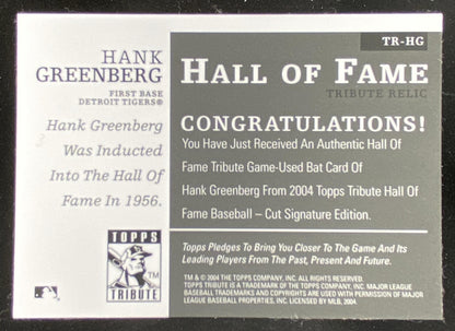 2004 Topps Tribute Hank Greenberg #TR-HG trading card