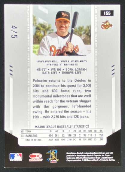 2004 Leaf Certified Materials Rafael Palmeiro #155 trading card