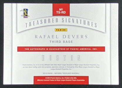2018 Panini National Treasures Rafael Devers #TS-RD trading card