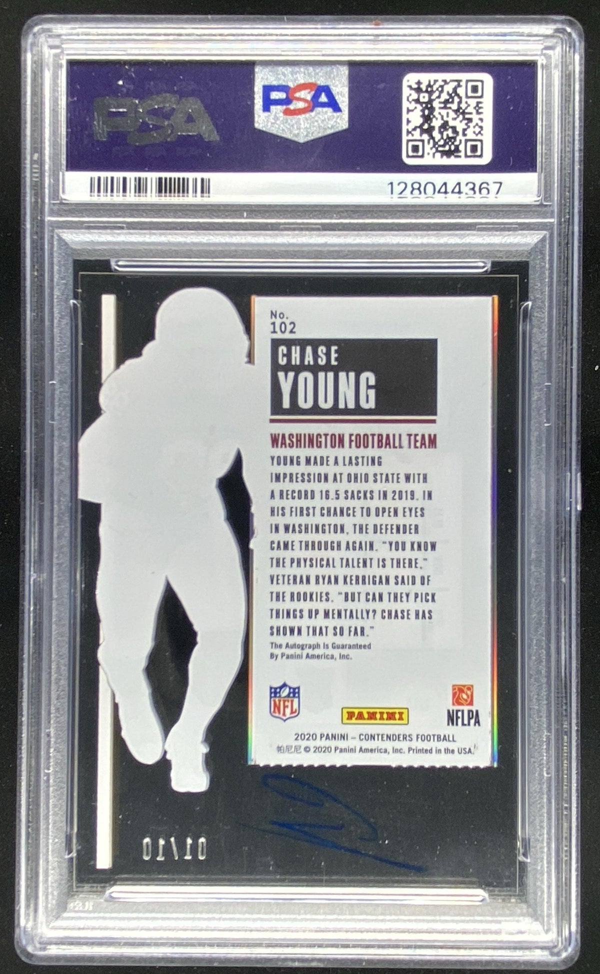 2020 Panini Contenders Chase Young #102 graded PSA 9 trading card