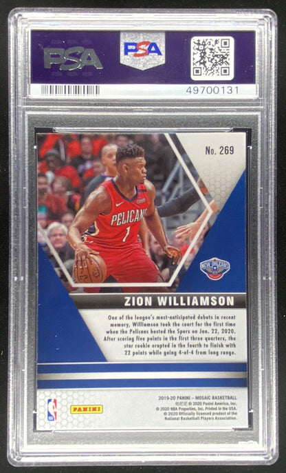 2019 Panini Mosaic Zion Williamson #269 graded PSA 9 trading card
