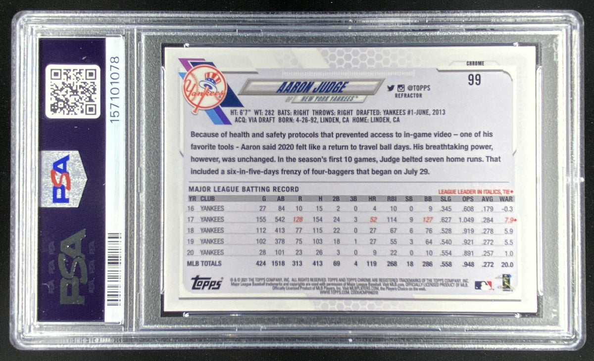 2021 Topps Chrome Aaron Judge #99 trading card