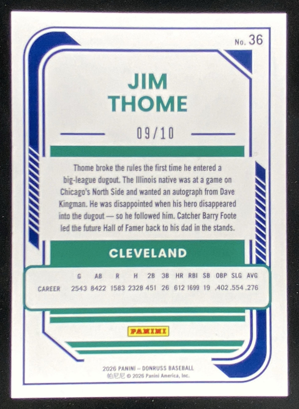2026 Panini Donruss Jim Thome #36 trading card
