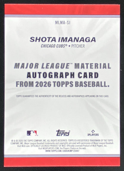 2026 Topps Series 1 Shota Imanaga #MLMA-SI trading card