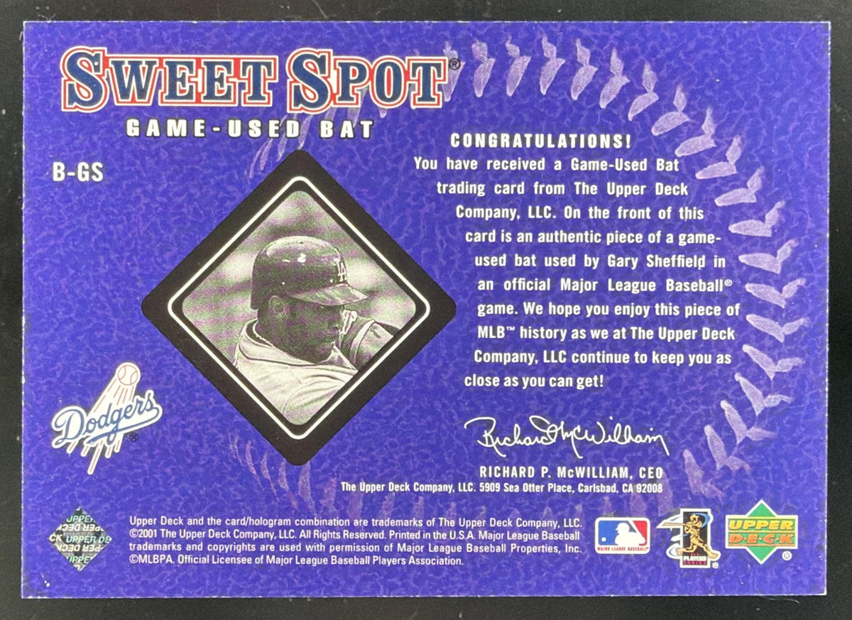 2001 Upper Deck Sweet Spot Game Bat Gary Sheffield Bat
