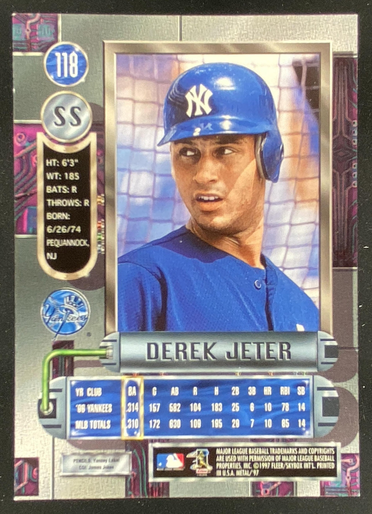 1997 Skybox Metal Universe Derek Jeter #118 trading card