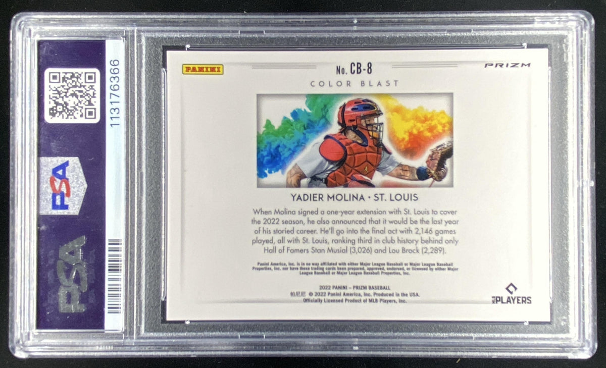 2022 Panini Prizm Yadier Molina #CB8 graded PSA 10 trading card