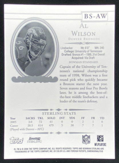 2006 Bowman Sterling Al Wilson #BS-AW trading card