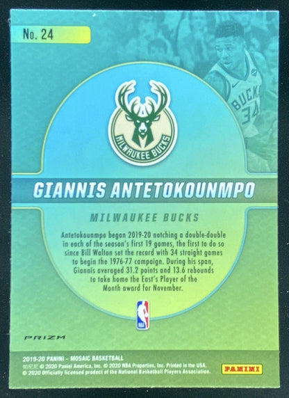 2019 Panini Mosaic Giannis Antetokounmpo #24 trading card