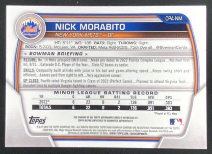 2023 Bowman Nick Morabito trading card