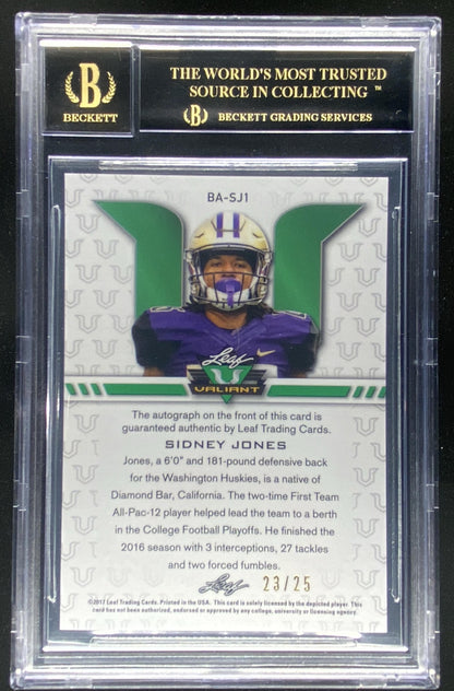 2017 Leaf Valiant Sidney Jones graded BGS 10 trading card