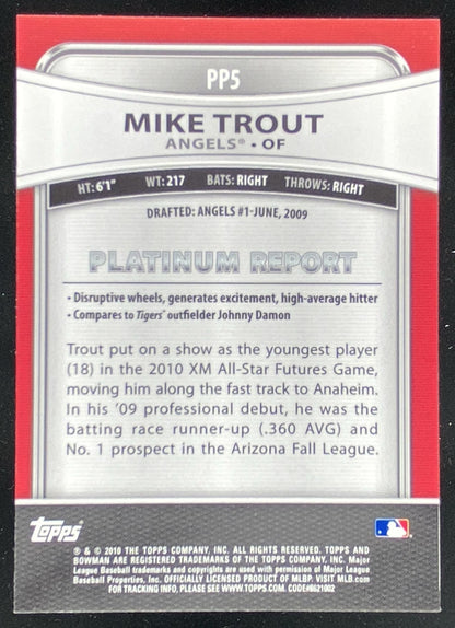 2010 Bowman Platinum Mike Trout #PP5 trading card