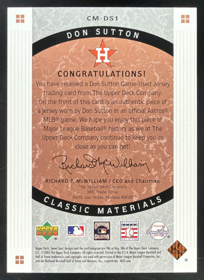 2005 Upper Deck Sweet Spot Classic Don Sutton Jersey