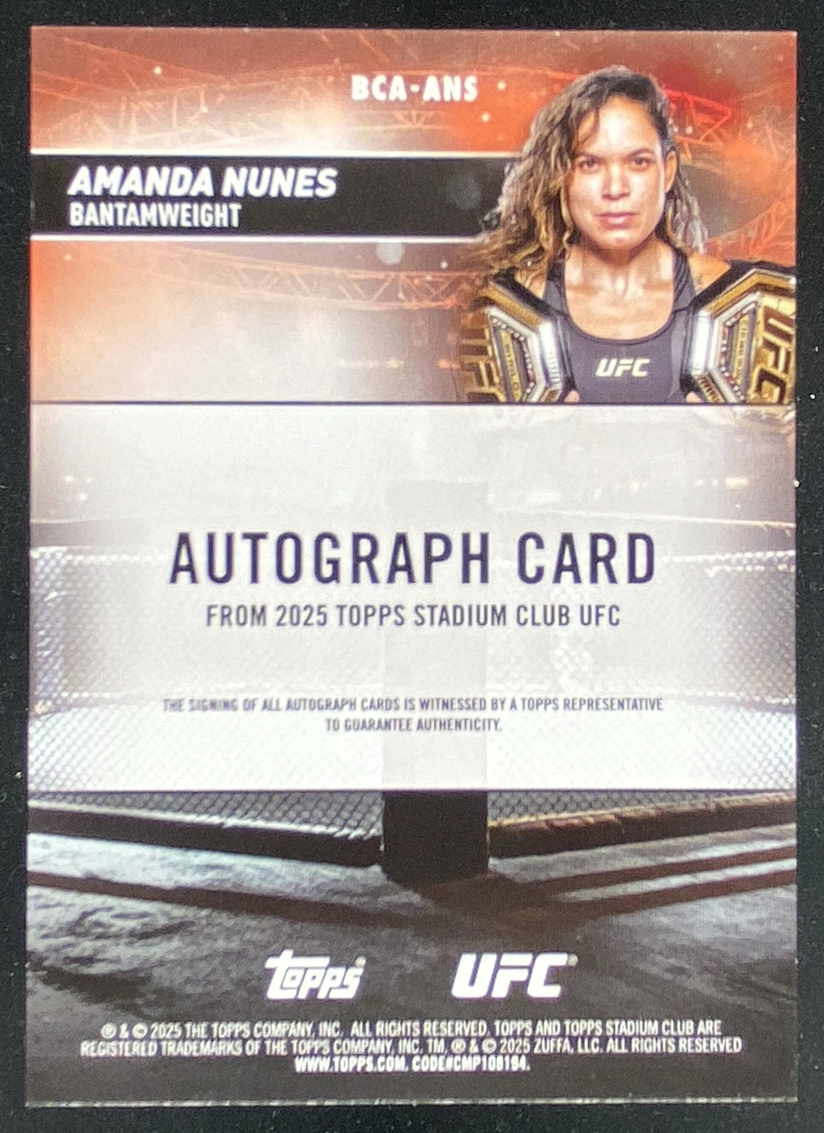 2025 Topps UFC Stadium Club Amanda Nunes trading card
