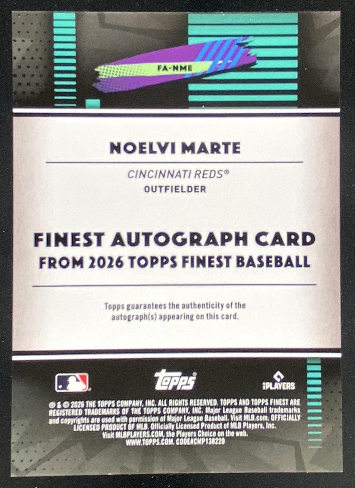 2026 Topps Finest Noelvi Marte #FA-NME trading card