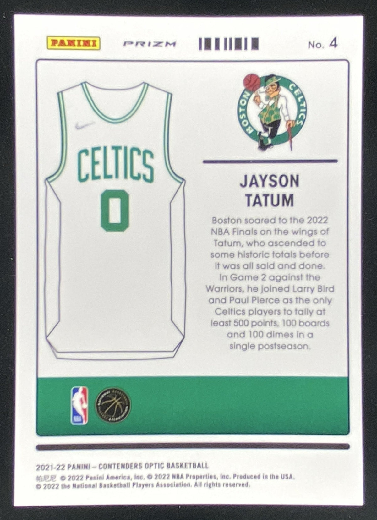 2021 Panini Contenders Optic Jayson Tatum #4 trading card