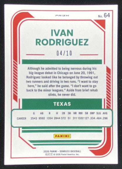 2026 Panini Donruss Ivan Rodriguez #64 trading card