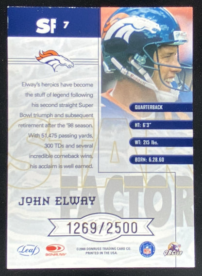 2000 Leaf Quantum John Elway #SF7 trading card