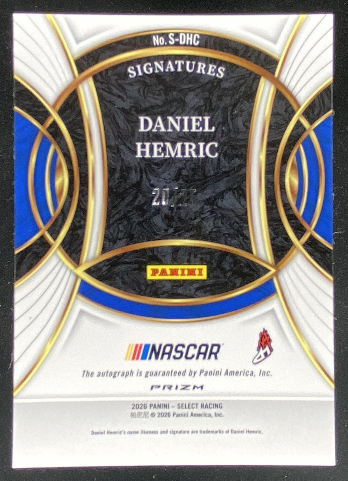 2026 Panini Select Racing Daniel Hemric trading card