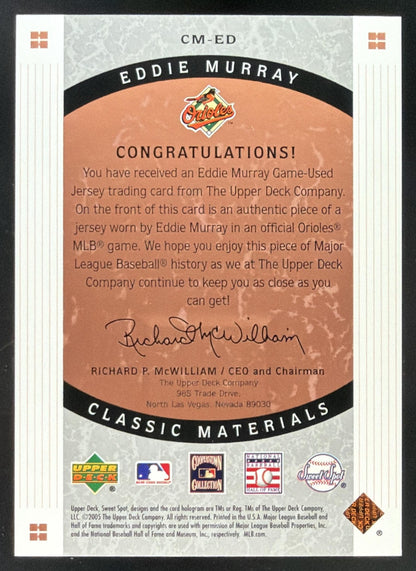 2005 Upper Deck Sweet Spot Classic Eddie Murray Jersey