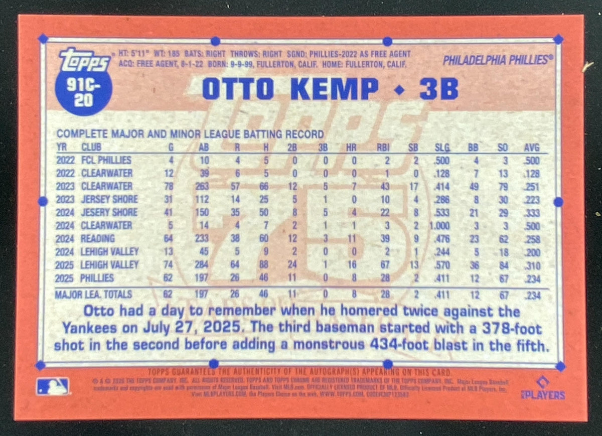 2026 Topps Series 1 Otto Kemp #91C-20 trading card