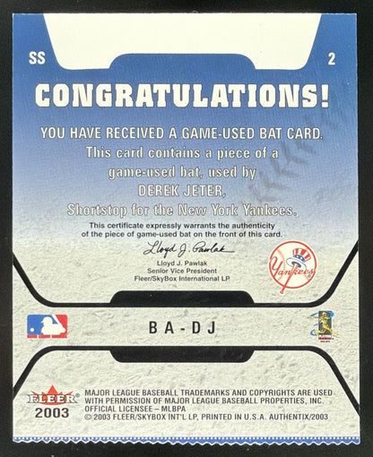 2003 Fleer Authentix Derek Jeter Bat