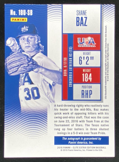 2016 Panini Elite Extra Edition Shane Baz trading card