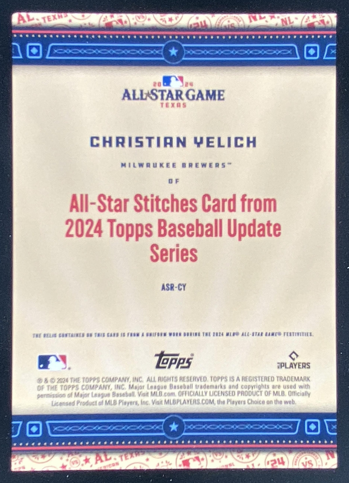 2024 Topps Update Christian Yelich #ASR-CY trading card