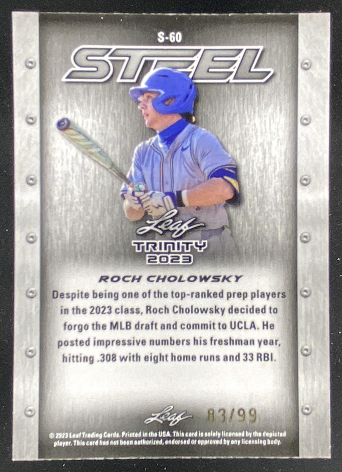 2023 Leaf Trinity Mega Box Roch Cholowsky #S-60 trading card