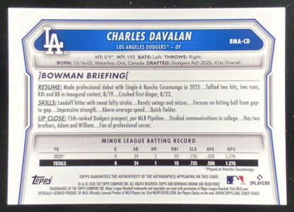 2025 Bowman Draft Charles Davalan trading card