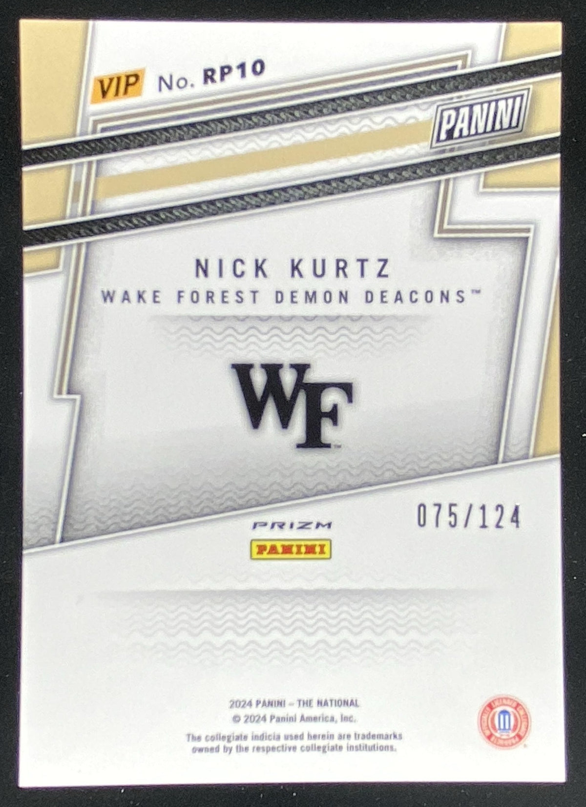 2024 Panini National Nick Kurtz #RP10 trading card