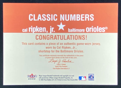 2003 Fleer Flair Greats Cal Ripken Jr. trading card