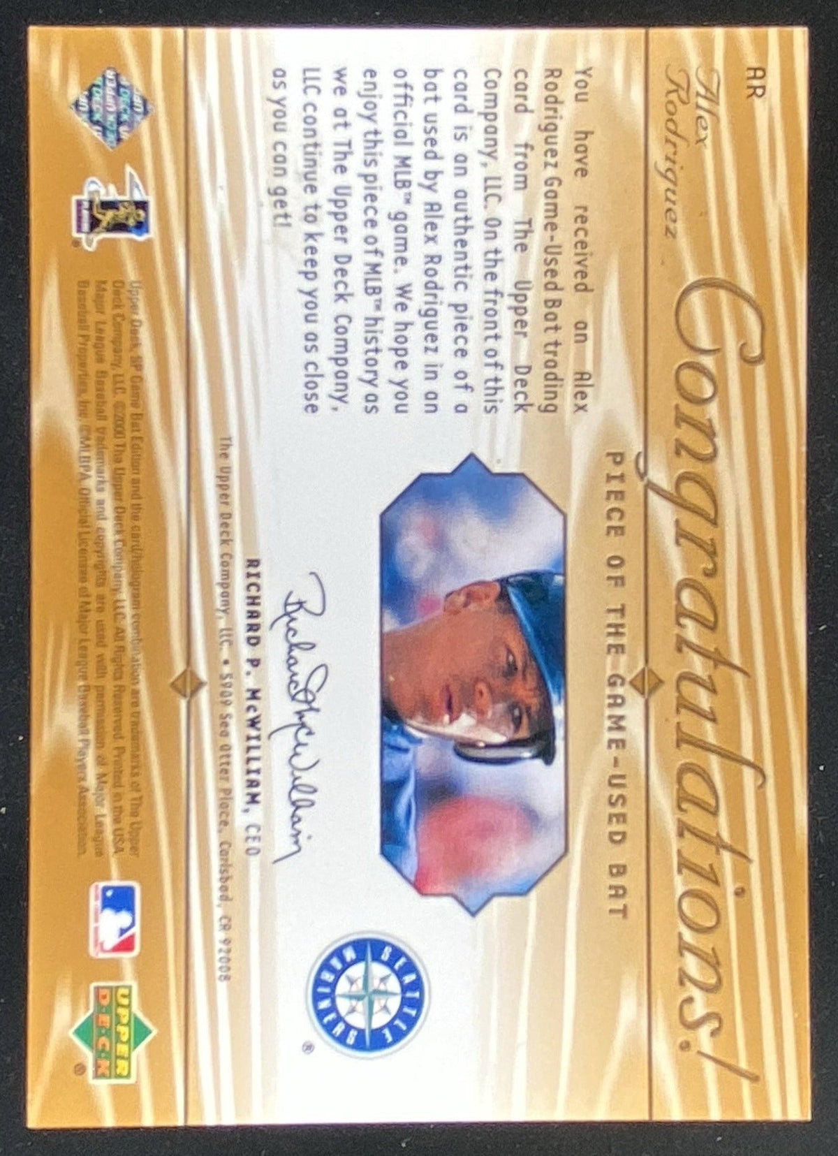 2001 SP Alex Rodriguez #AR trading card