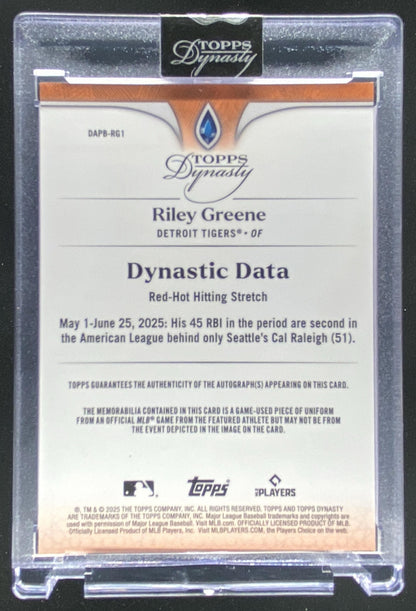 2025 Topps Dynasty Riley Greene #DAPB-RG1 trading card