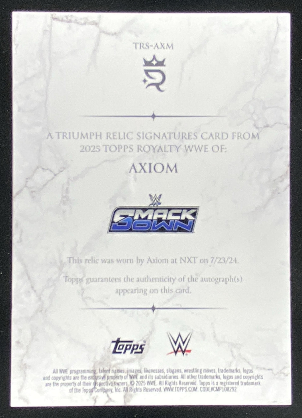 2025 Topps Royalty WWE Axiom trading card