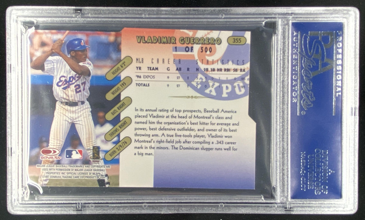 1997 Donruss Vladimir Guerrero #355 graded PSA 9 trading card