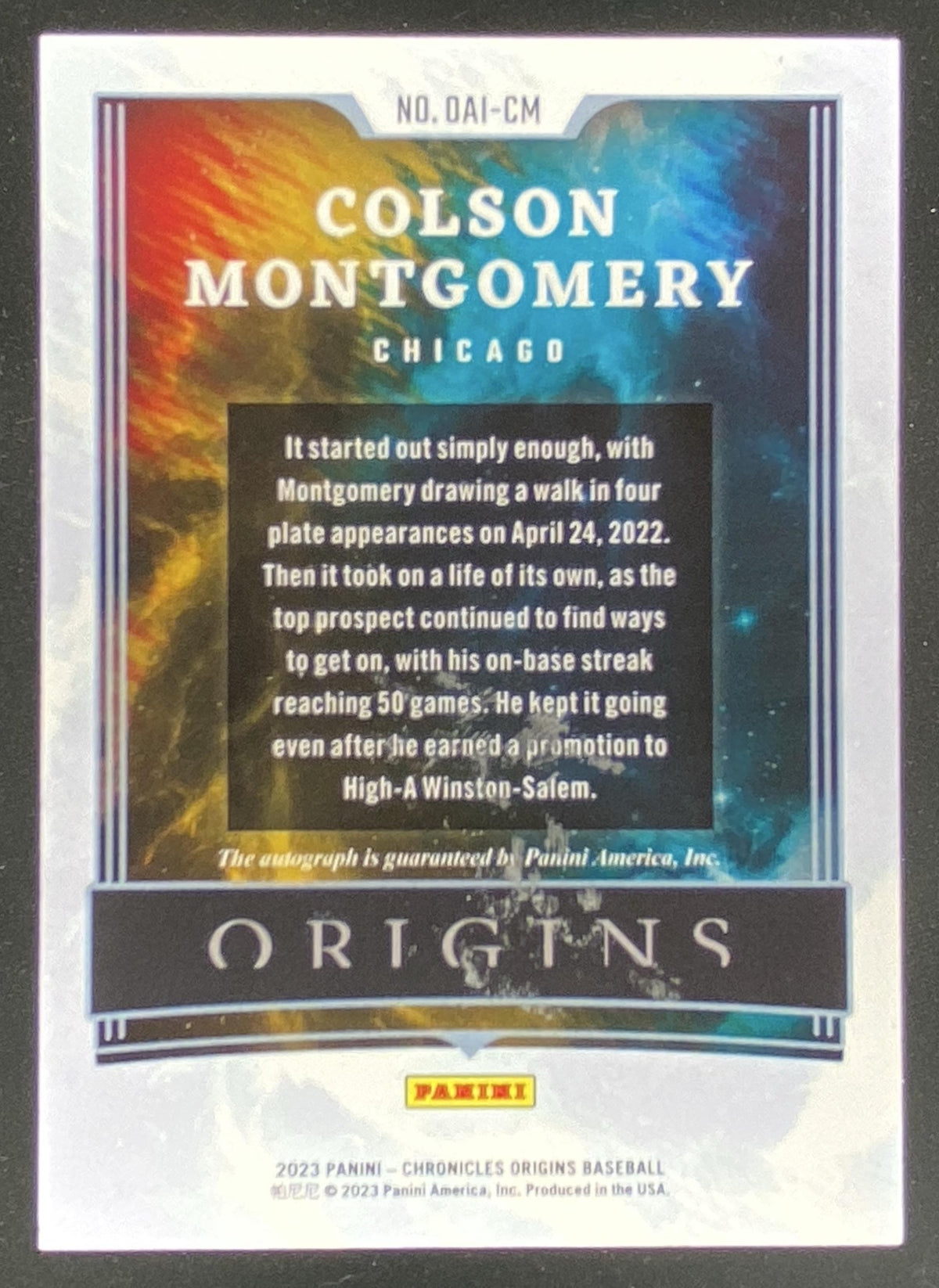 2023 Panini Chronicles Colson Montgomery #OAI-CM trading card