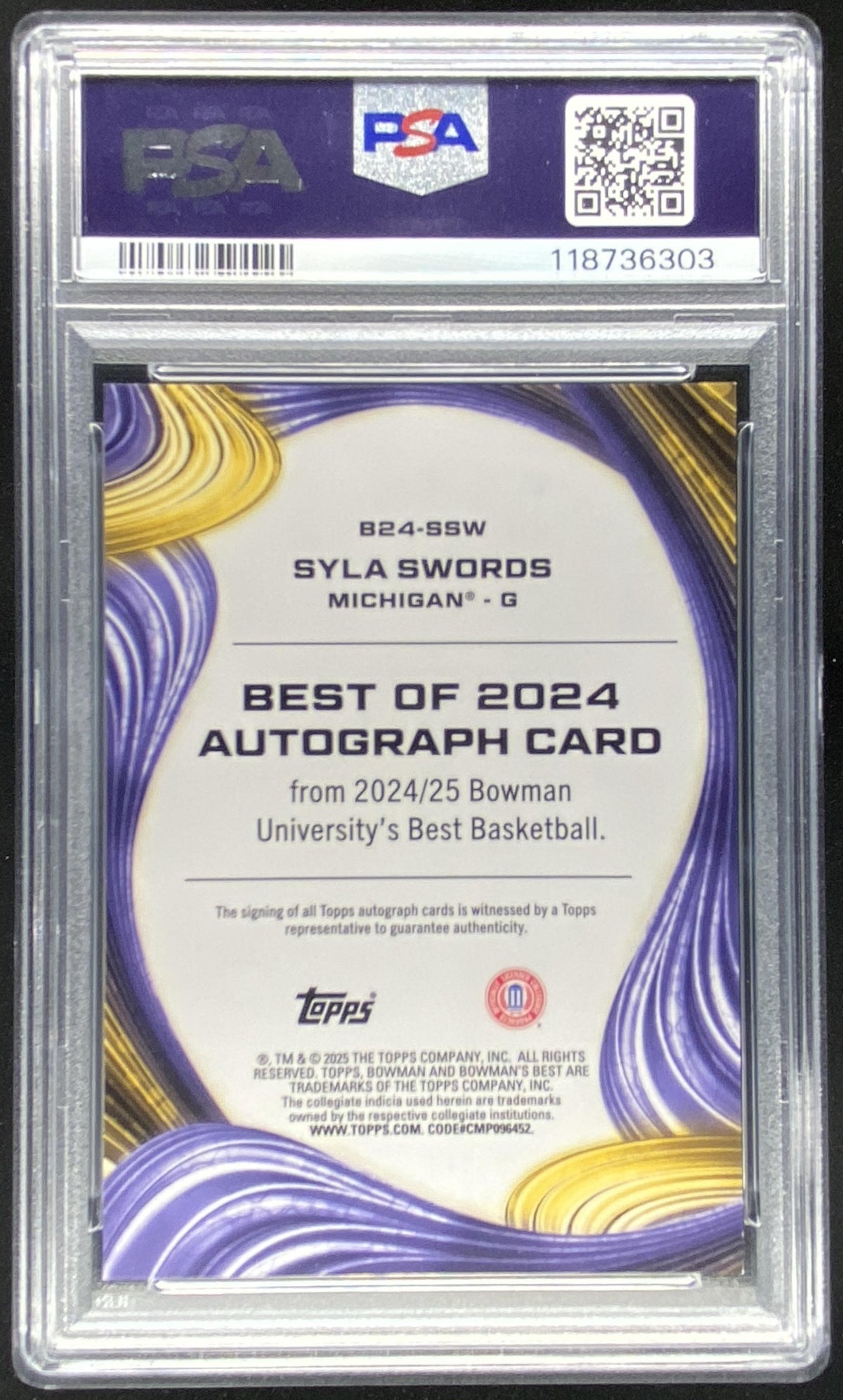 2024 Bowman's Best University Syla Swords #B24SSW trading card