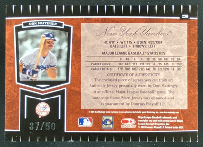 2004 Leaf Certified Cuts Don Mattingly #236 trading card