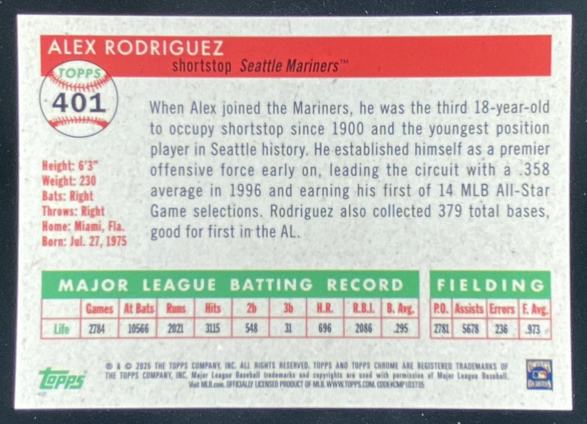 2025 Topps Chrome Platinum Anniversary Alex Rodriguez trading card