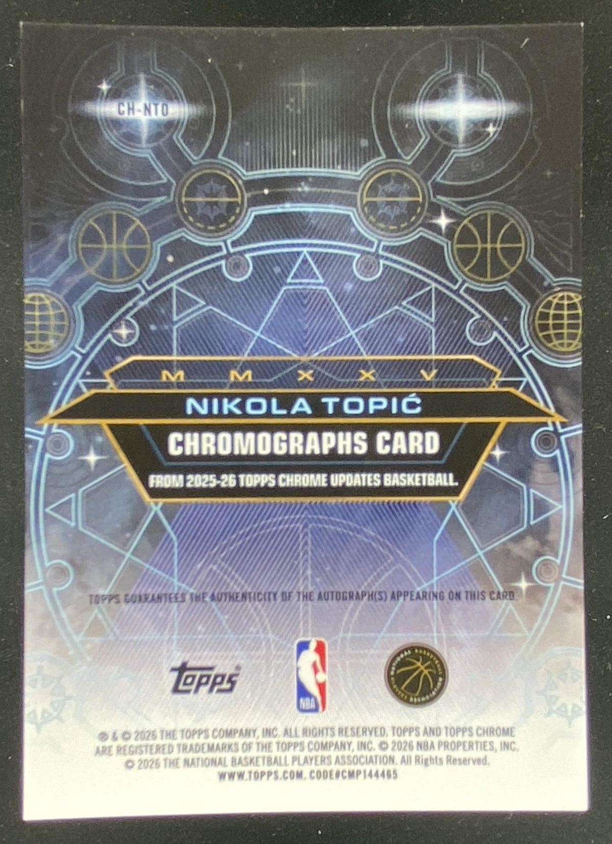 2025 Topps Chrome Update Nikola Topic #CH-NTO trading card